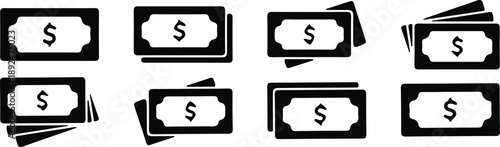 cash dollar black icons set vector illustration design collection 
