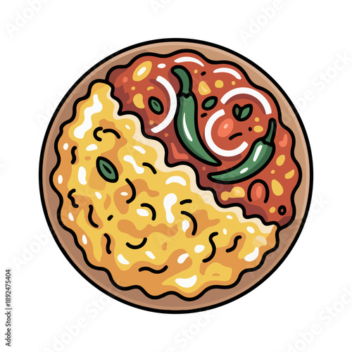 Egg Bhurji Vector Illustration of Spicy Indian Scrambled Eggs with Masala and Chilies