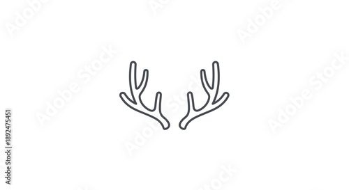 Deer Antlers Simple Line Art Illustration.