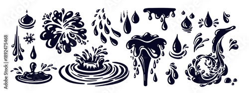 Stain ink drop of petrol liquid shape. Black oil.