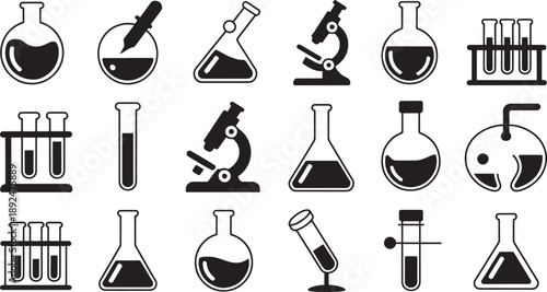 Laboratory Equipment and Science black white background
