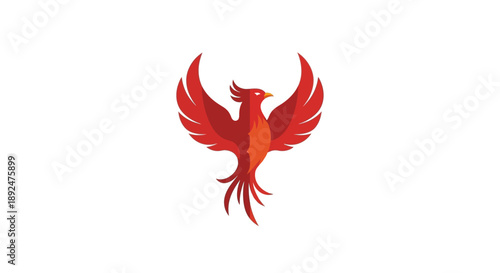 Red Phoenix Rising with Outstretched Wings.