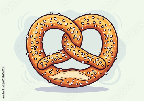 Pretzel with Salt Crystals Closeup.