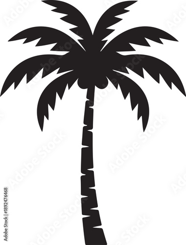 Palm tree silhouette minimal poster on white background