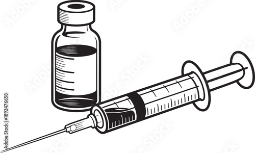 Medical syringe and vial bottle injection