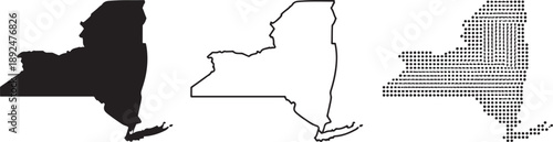 New York state map in various styles black white