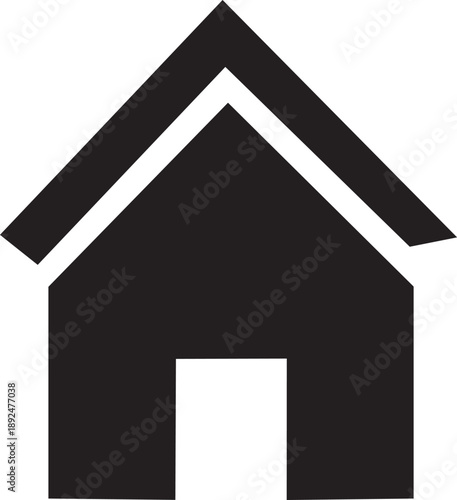Minimalist black house icon for user interface