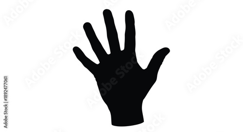 A black silhouette of a human hand with fingers outstretched