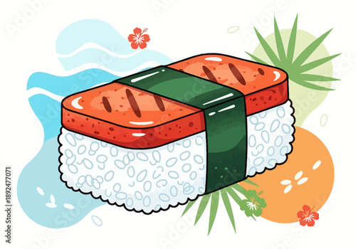 Sushi with salmon and rice.