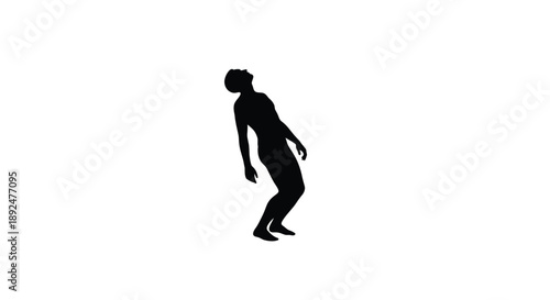 Silhouette of a person in a dynamic leaning pose against a white background