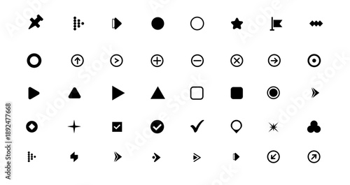 flèche, Bullet List for PowerPoint Presentation, Bullet point collection, arrows set vector illustration. Bullet points arrow collection. Vector illustration. Basic UI Icon Set.