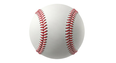 Baseball with red stitching isolated PNG, sport equipment for baseball game and training, realistic ball on transparent background
