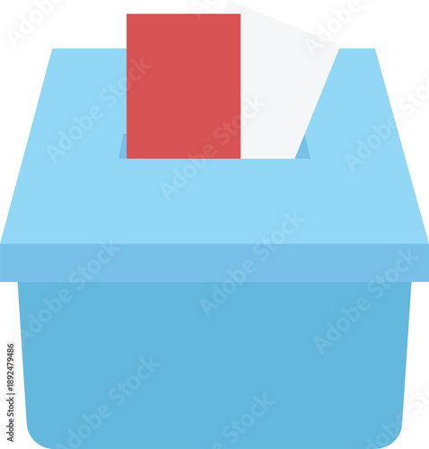 Flat vector illustration of a ballot box with voting papers being inserted. Concept of election, democracy, political voting, referendum, and civic participation.