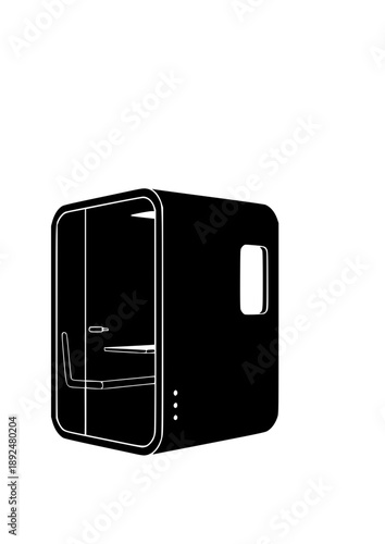 Acoustic Privacy Pod Silhouette, Focus Space for Neurodiversity, Soundproof Office Booth and Quiet Work Environment Vector Design