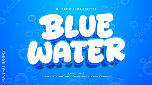 blue water editable text effect 3d vector