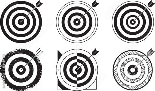 Various target with arrows bullseye mark