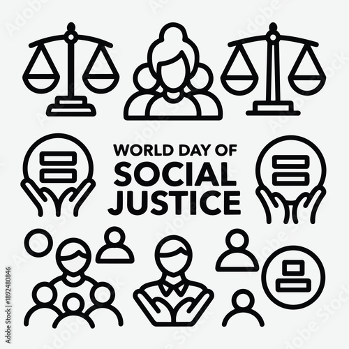 World Day of Social Justice – Equality, Human Rights and Social Inclusion Concept