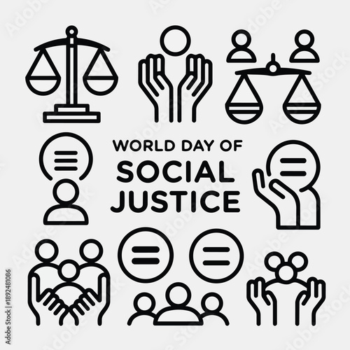 World Day of Social Justice – Equality, Human Rights and Social Inclusion Concept