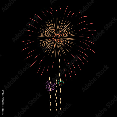 Fireworks Vector with black background.