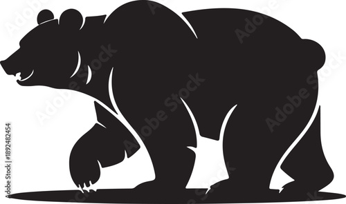 Powerful grizzly bear silhouette illustration