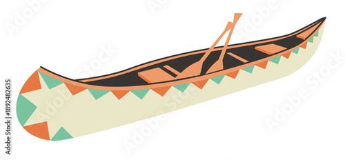 Canoe icon for water travel, adventure and outdoor activities.