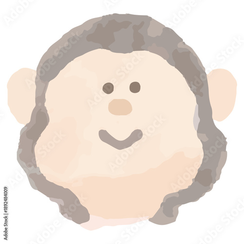 ふんわり水彩どうぶつアイコン｜さる / Cute Watercolor Animal Icon – Monkey