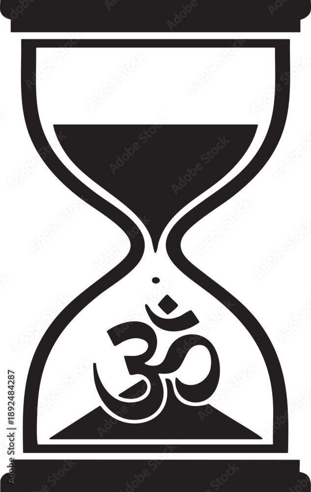 Fototapeta premium Timeless spiritual journey om symbol gracefully integrated within an hourglass design Vector