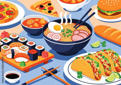 Variety of Tacos and Sushi Platters.