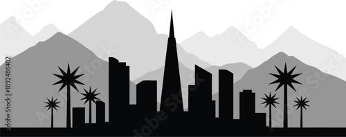 Los Angeles, USA skyline vector art.