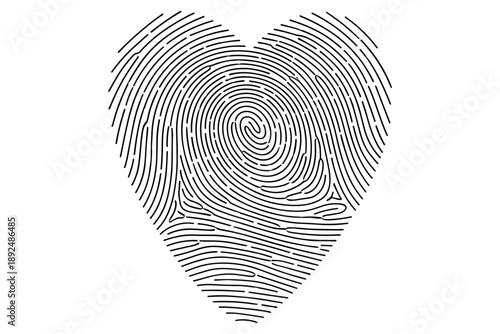 Heart-shaped fingerprint graphic symbolizing love, identity, and uniqueness