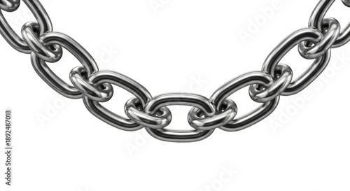 Foto Shiny silver metal chain isolated PNG, strong connection links for security and