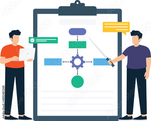 Business presentation project launch startup development team collaboration goal achievement data analysis idea generation successful planning technical support flat design