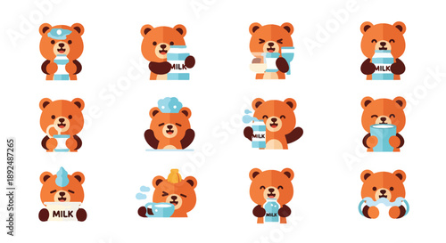 Cute Bear Flat Design Character Collection