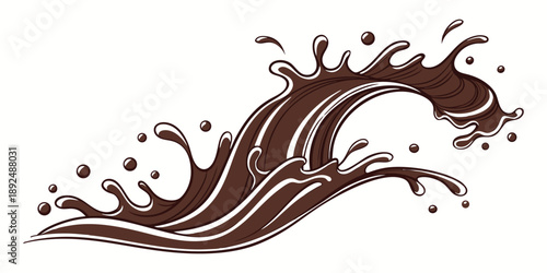 A dramatic and powerful chocolate liquid splash creating an impressive dynamic wave.
