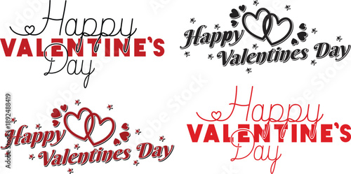 Happy Valentine’s Day icon set. Calligraphic design for print cards, banner, poster Hand drawn text lettering for Valentines Day with hearts shape.