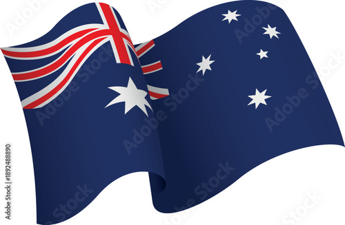 Flag of Australia. Ribbon style flag that conveys a sense of movement and waving effect