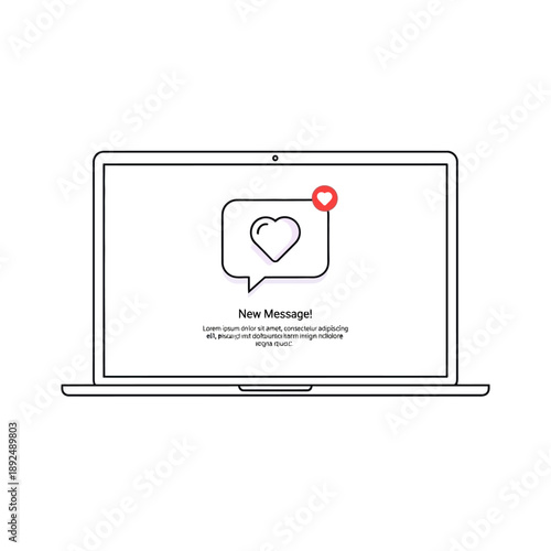 Laptop displaying social media notification