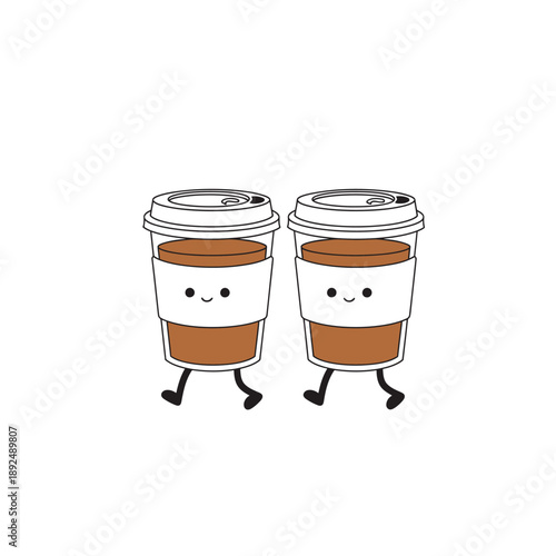 Two happy coffee cups
