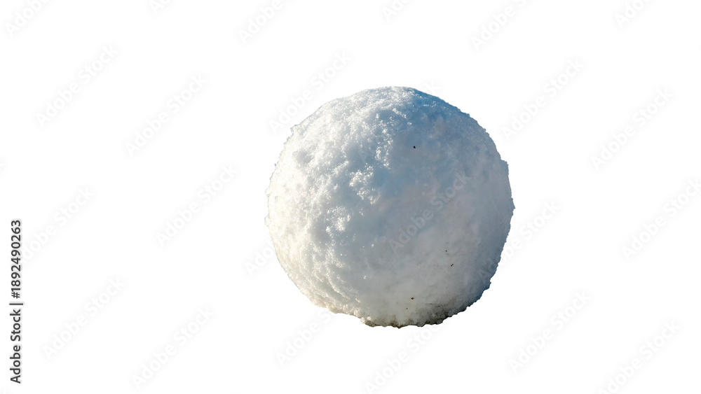 Fototapeta premium A round snowball isolated on transparent background cut out