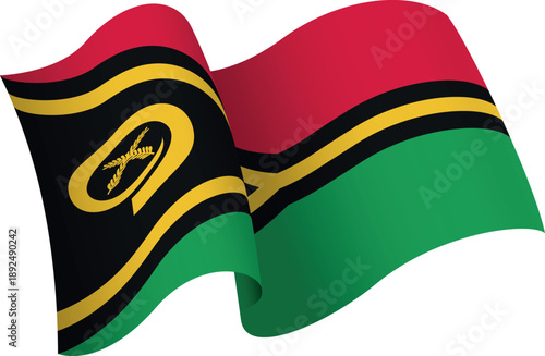 Flag of Vanautu. Ribbon style flag that conveys a sense of movement and waving effect
