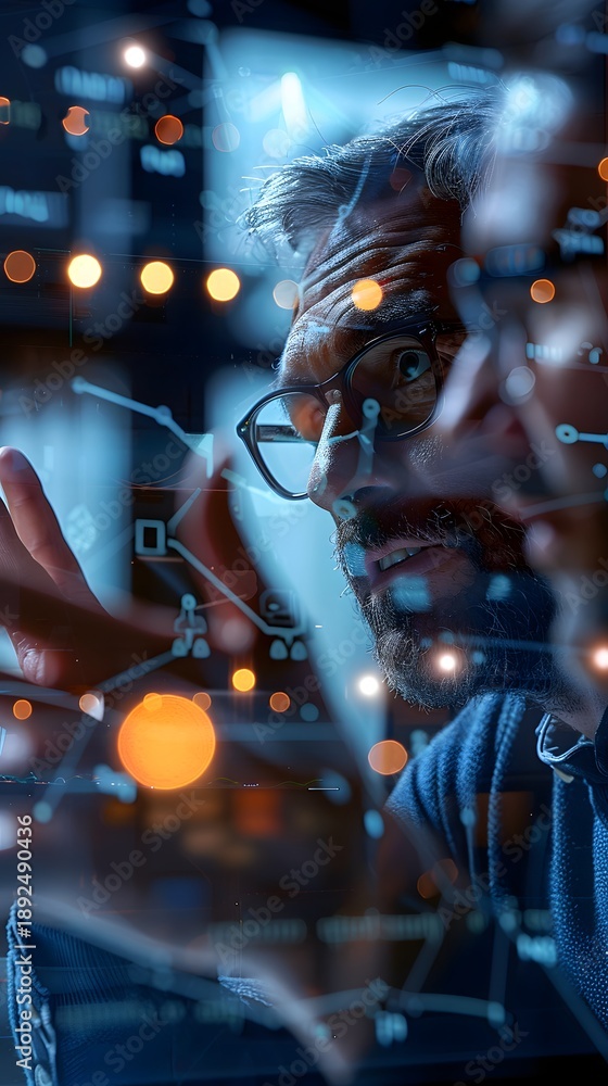 custom made wallpaper toronto digitalAnalytischer Entwickler arbeitet konzentriert an digitaler Zukunftstechnologie
