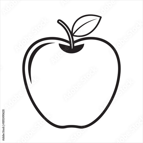 Vector art of apple with leaf outline isolated