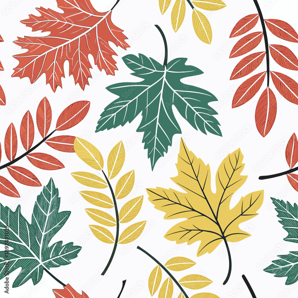 Obraz premium seamless pattern with autumn leaves
