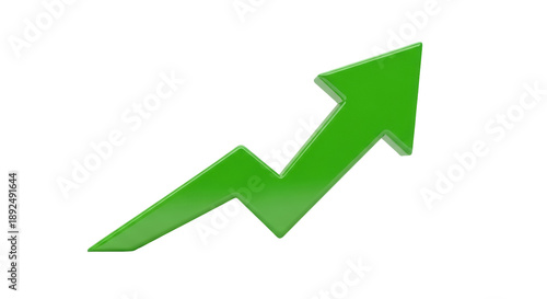 Fényképezés Green arrow pointing up isolated PNG, growth and success concept for business an