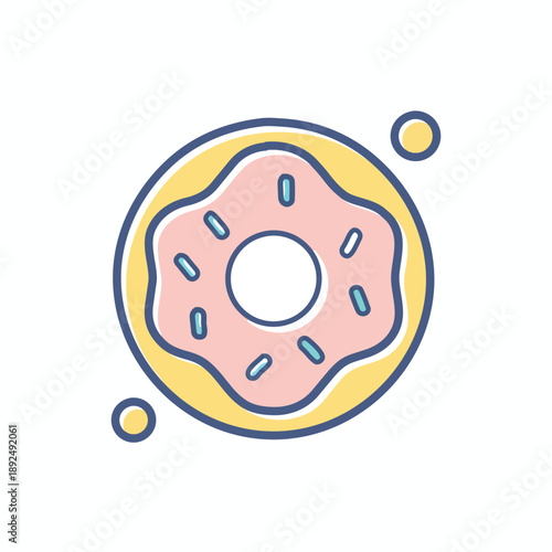 Pink Donut Sprinkle Cute Outline Vector Logo