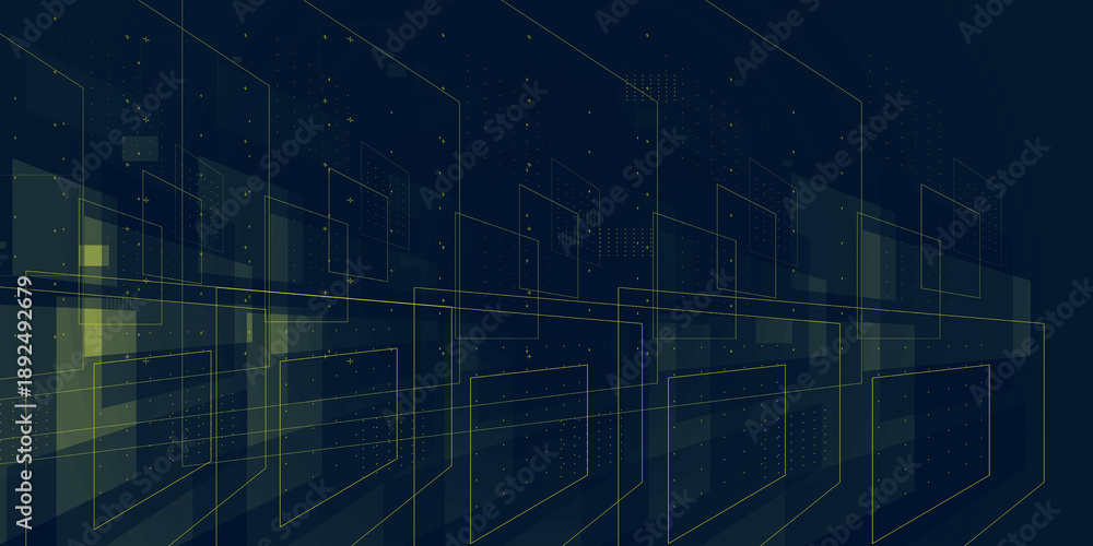 Obraz premium Digital technology and data flow background with geometry environment. Big data and artificial intelligence background concept.
