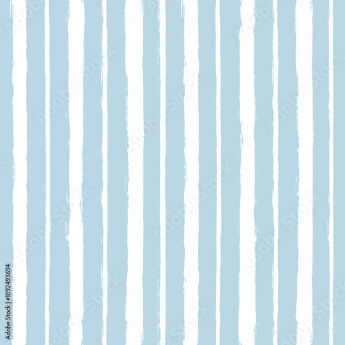 Watercolor stripes vector pattern, baby blue stripe seamless background, cute brush strokes. Marine paintbrush lines