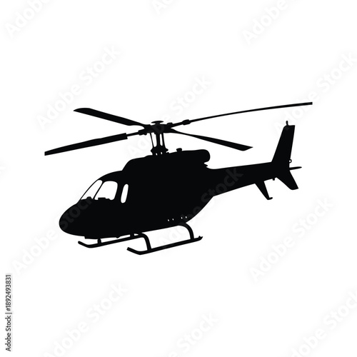 Aerial helicopter silhouette vector illustration design, Black and white helicopter silhouette vector illustration for graphic design