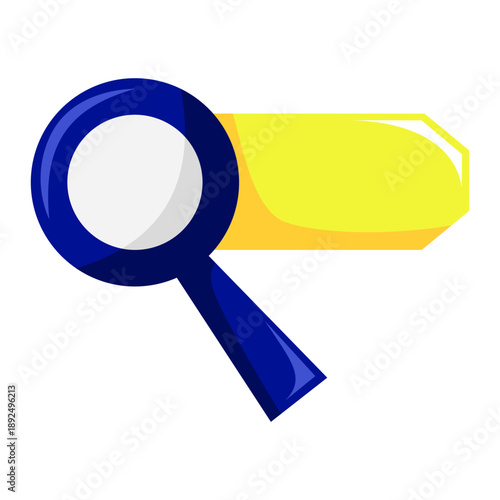 illustration of a magnifying glass over a label tag, representing searching and product identification.