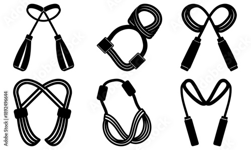 Various Resistance Bands in Different Configurations for Fitness and Exercise Purposes